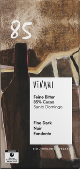 Vivani Feine Bitter Schokolade 85% Cacao Santo Domingo 80g