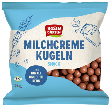 Rosengarten Milchcreme-Kugeln mit Dinkel-Knusper-Kern 70g
