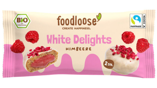 Foodloose White Delights Himbeere 2 Stück 40g/A